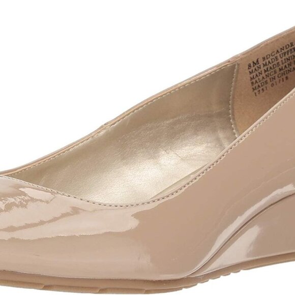 Shoes - Women's Patent Leather Pump 10 Slip-On Peep-Toe Wedge Heel Comfortable